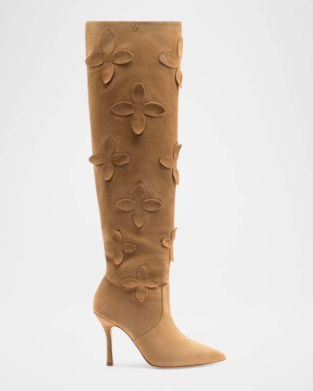 Julia Suede Flower Stiletto Boots
